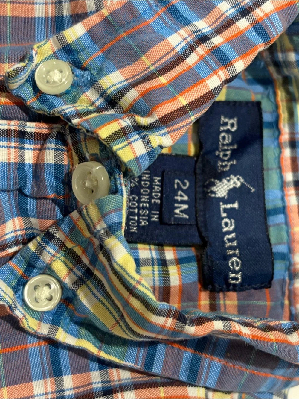 Ralph Lauren Plaid Button-Down Kids Romper in Blue, Green & Brown